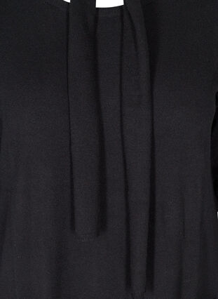 Långärmad stickad klänning med fickor, Black, Packshot image number 2