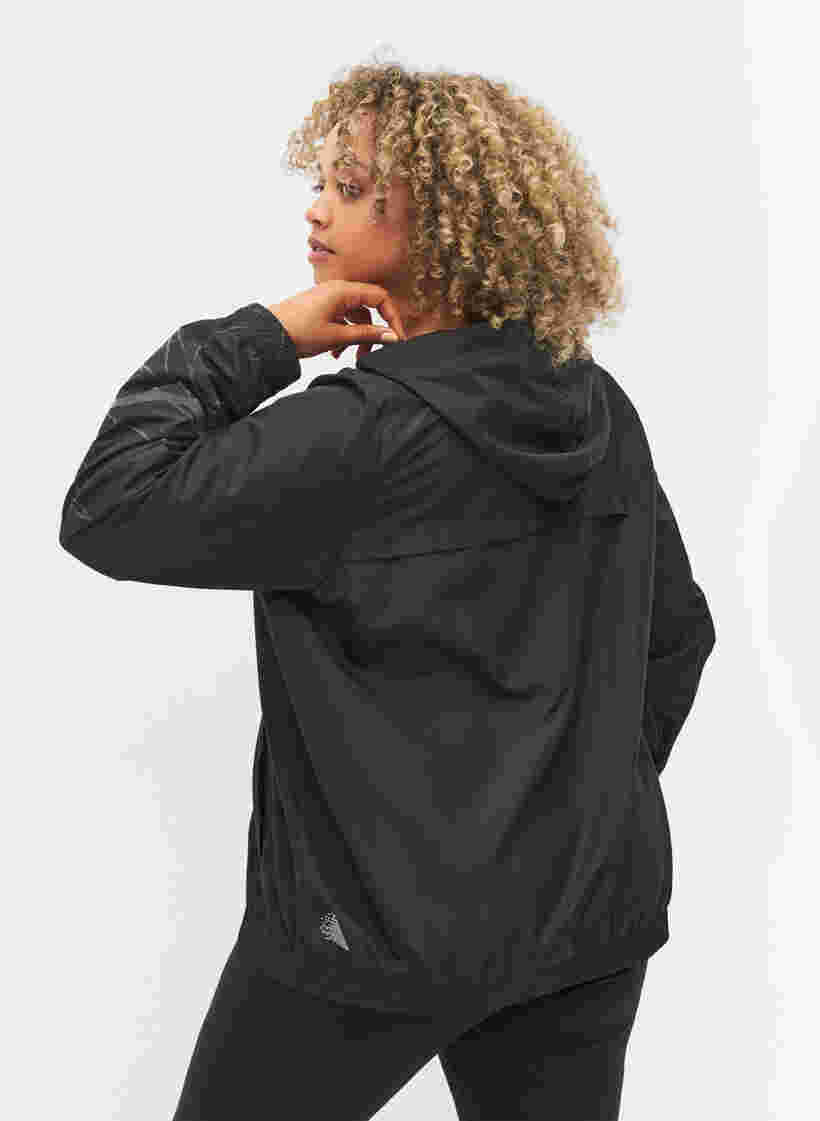 Sportjacka med blixtlås och reflex, Black, Model image number 1