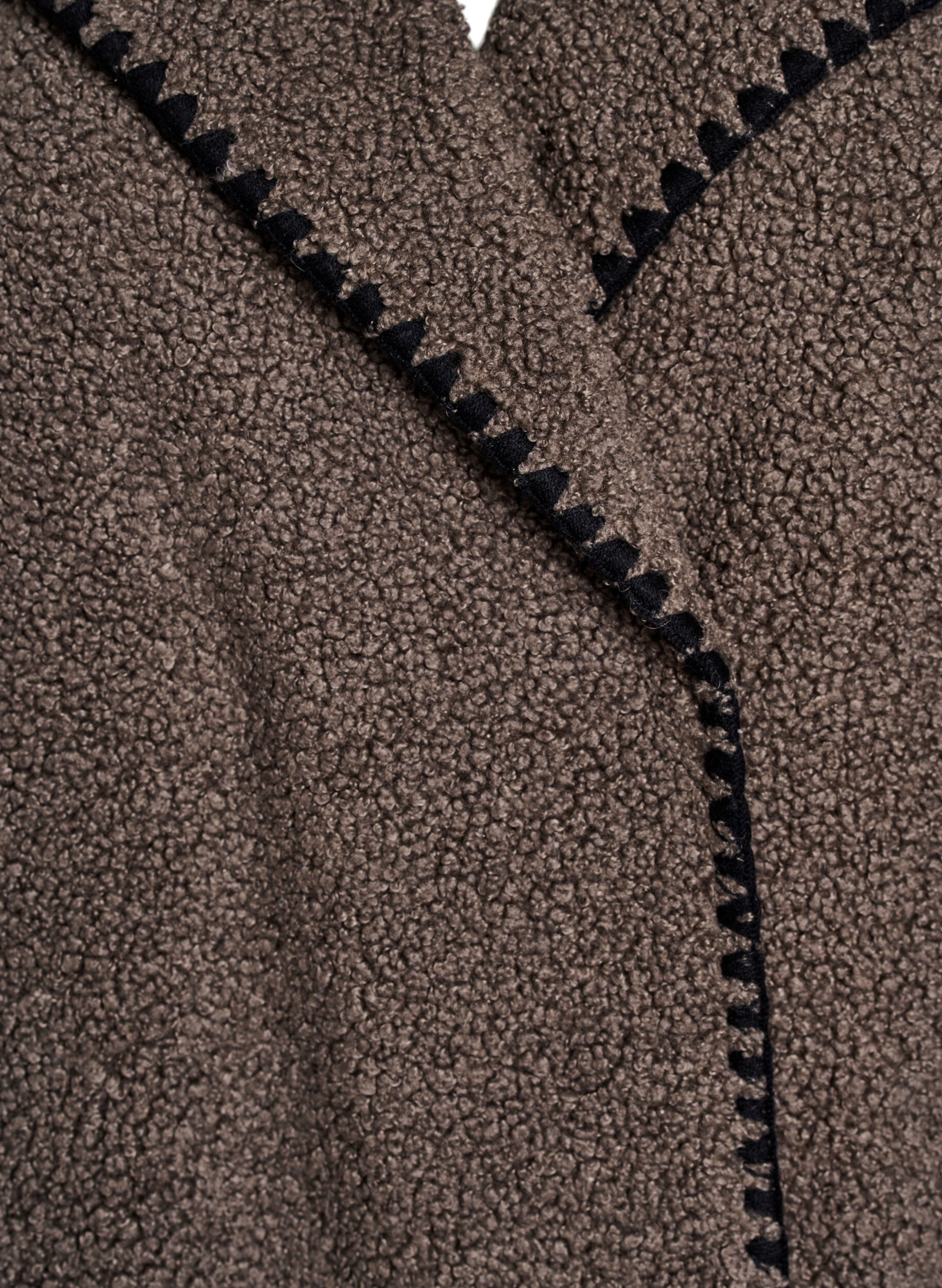 ZizziTeddyjacka med kontrastdetaljer, Brun, Packshot image number 2