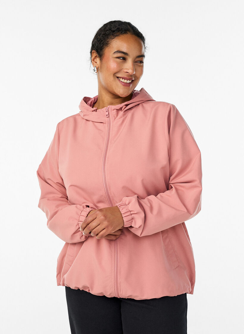 L&auml;tt jacka med huva och dragkedja, Rosa, Model image number 0