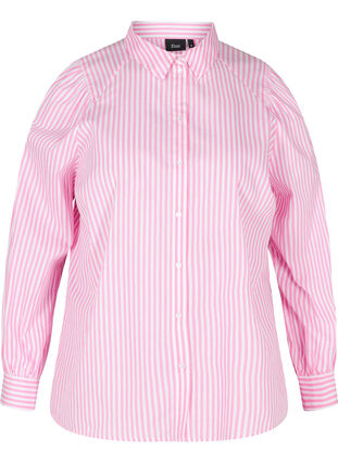 Randig skjorta i bomull, White/ Pink Stripe, Packshot image number 0