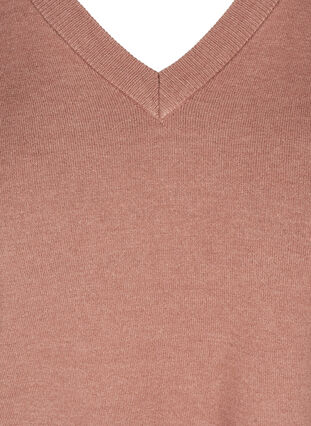 Stickad tröja med v-ringning, Burlwood melange, Packshot image number 2