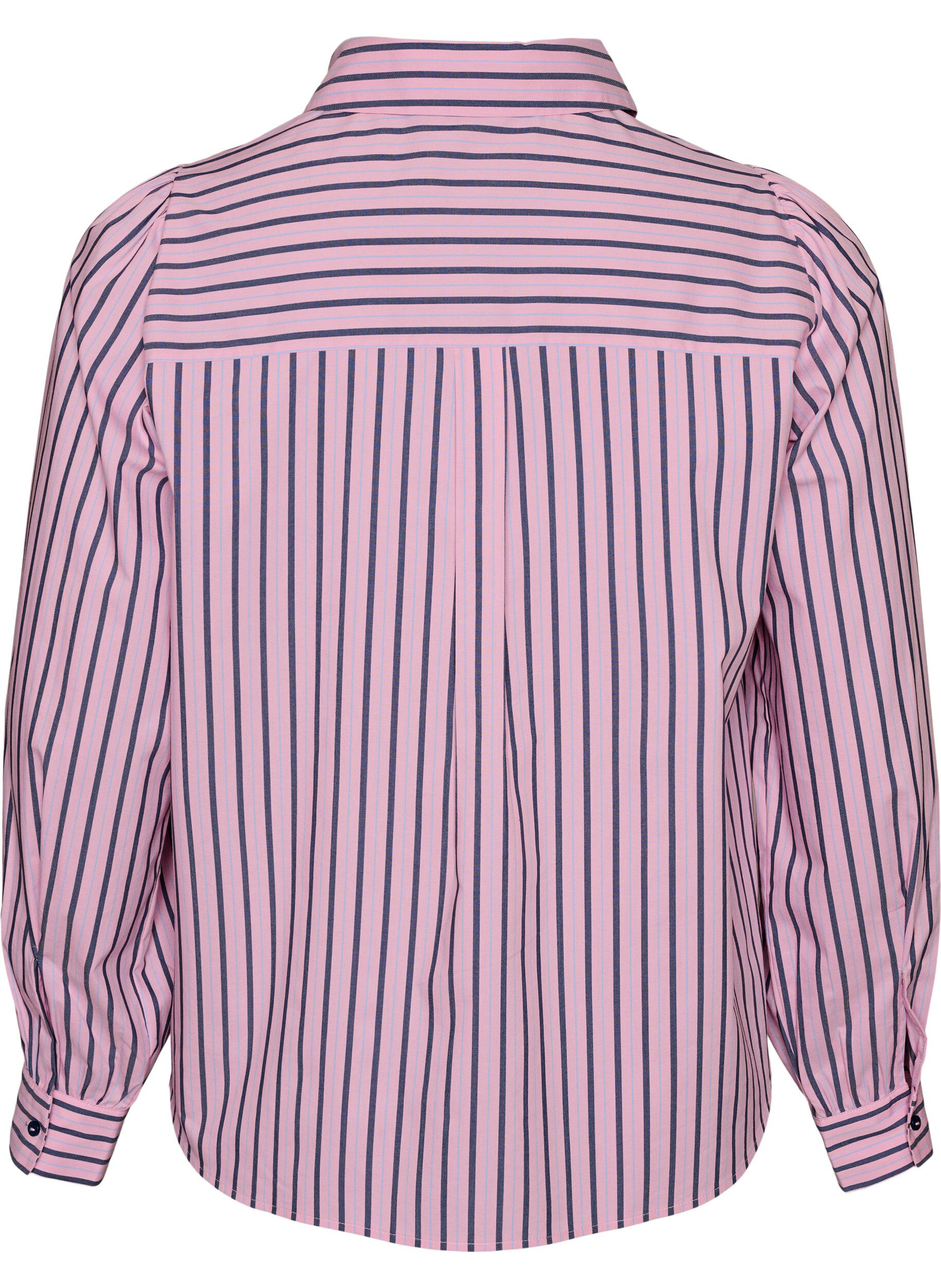 ZizziRandig skjorta med klassisk krage och l&aring;nga &auml;rmar, Rosa, Packshot image number 1