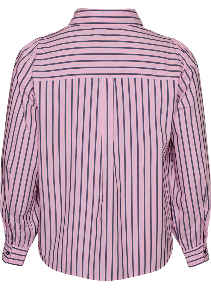 Randig skjorta med klassisk krage och l&aring;nga &auml;rmar, Rosa, Packshot image number 1