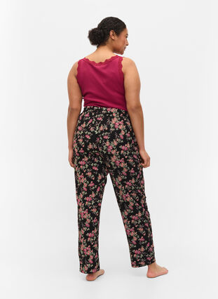 Pyjamasbyxor i bomull, Black Pink Oran Flow, Model image number 0