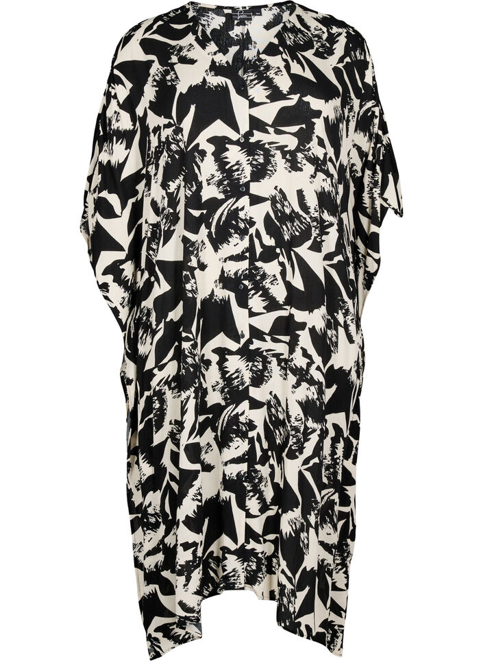 Kaftan strandkl&auml;nning med knappar, Beige, Packshot image number 0