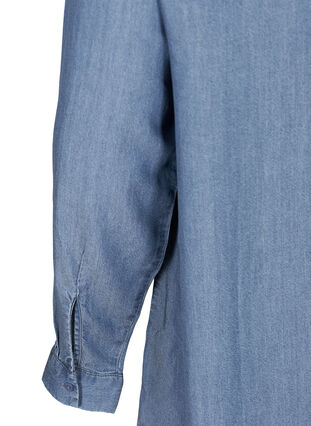 Långärmad tunika i lyocell med nitar, Blue denim, Packshot image number 3
