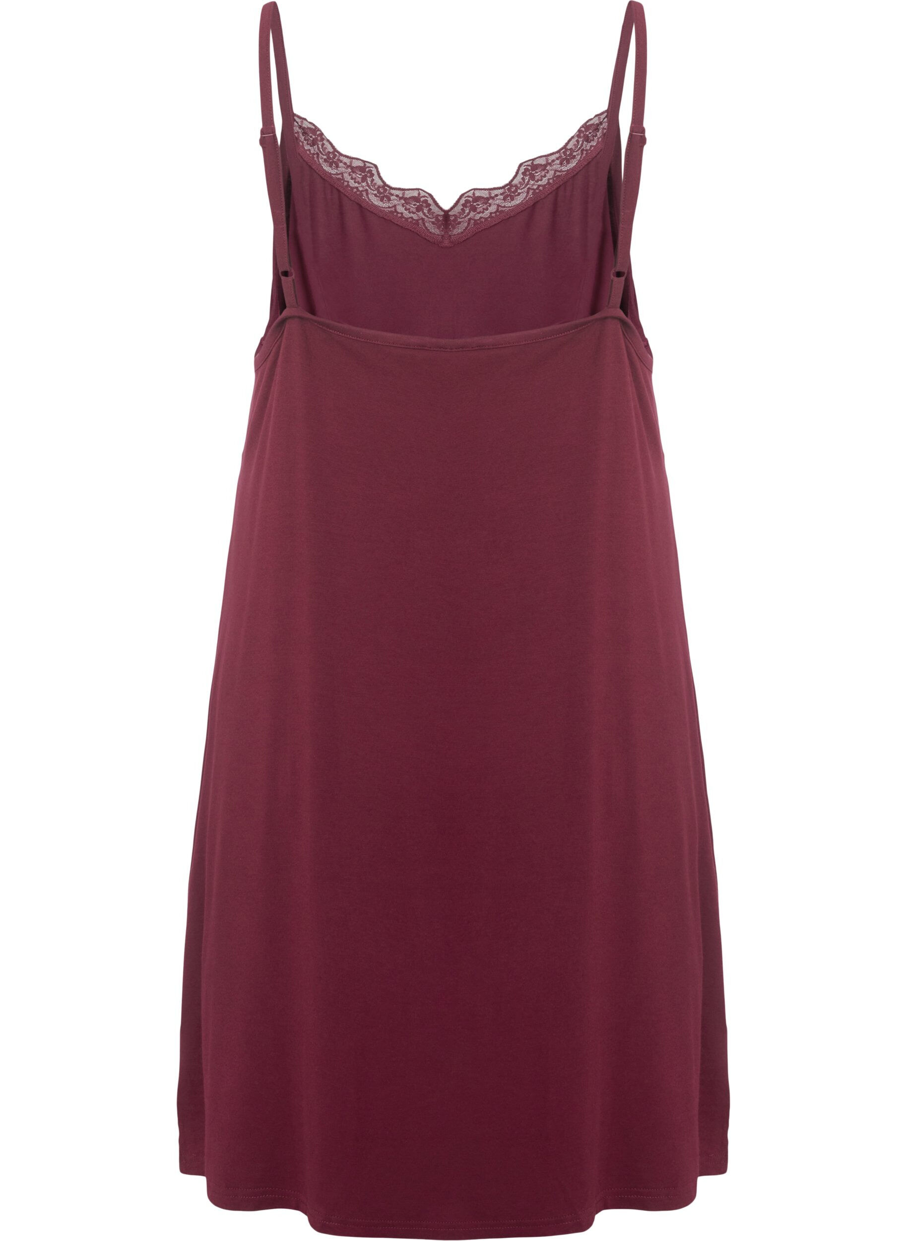 Zizzi Nattlinne i viskos med spetskant, R&ouml;d, Packshot image number 1