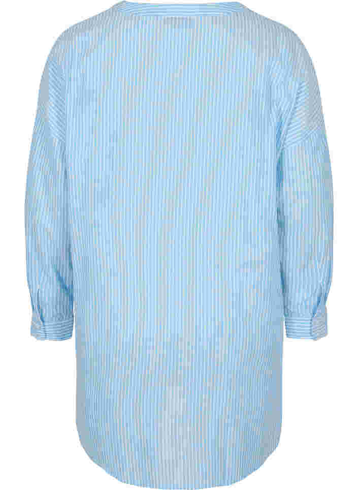 Randig skjorta i 100% bomull, Lichen Blue Stripe , Packshot image number 1