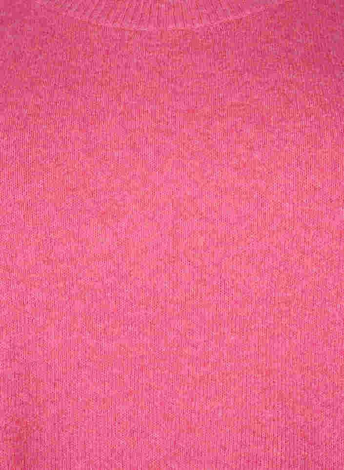 Stickad tröja med knappdetaljer, Hot Pink White Mel., Packshot image number 2