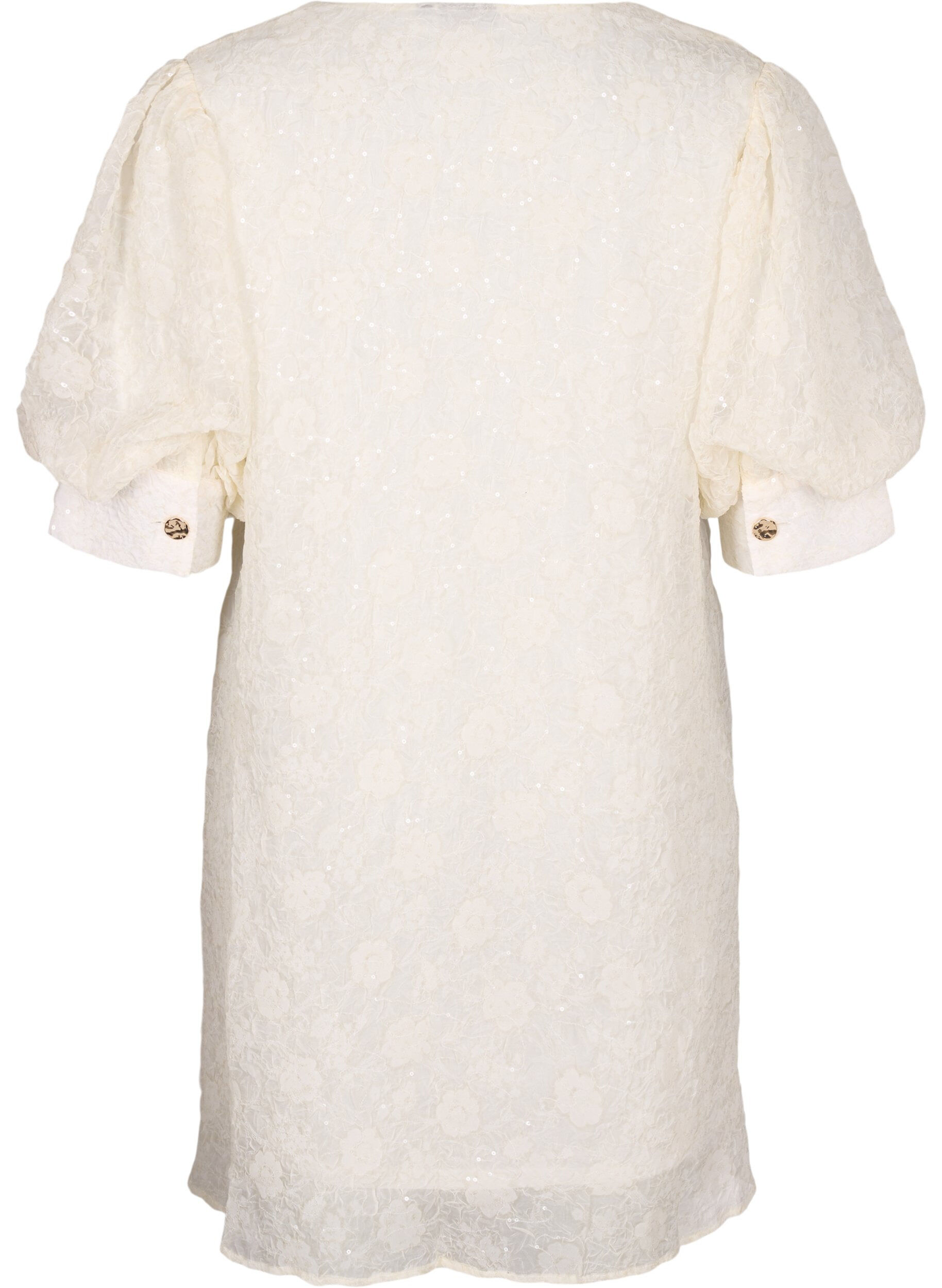 Zizzi Kort festkl&auml;nning med paljetter, Vanilla, Packshot image number 1