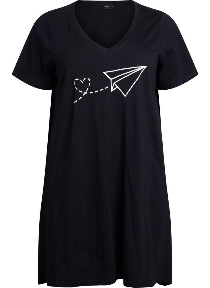 Nattlinne i ekologisk bomull med v-ringning, , Packshot image number 0