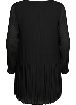 Plisserad långärmad tunika, Black, Packshot image number 1