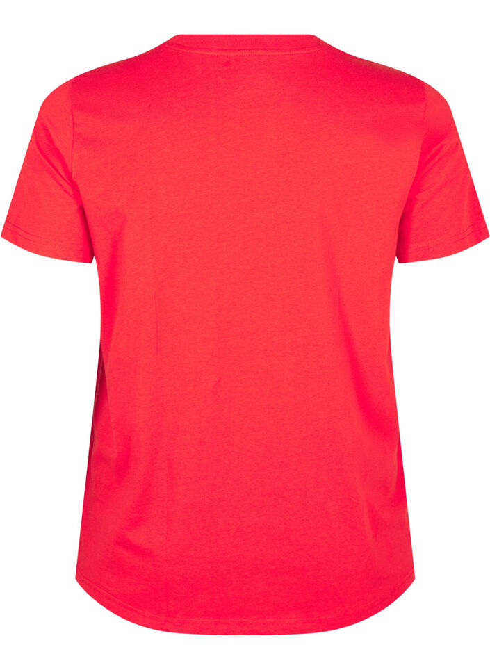 Enkel t-shirt i bomull med rund halsringning, R&ouml;d, Packshot image number 1