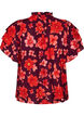 Blommig blus i viskos med volang&auml;rmar, Lila, Packshot image number 1