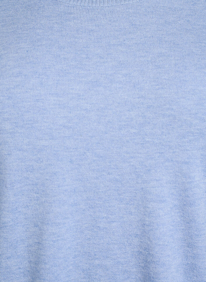 Stickad blus med rund hals, Bl&aring;, Packshot image number 2