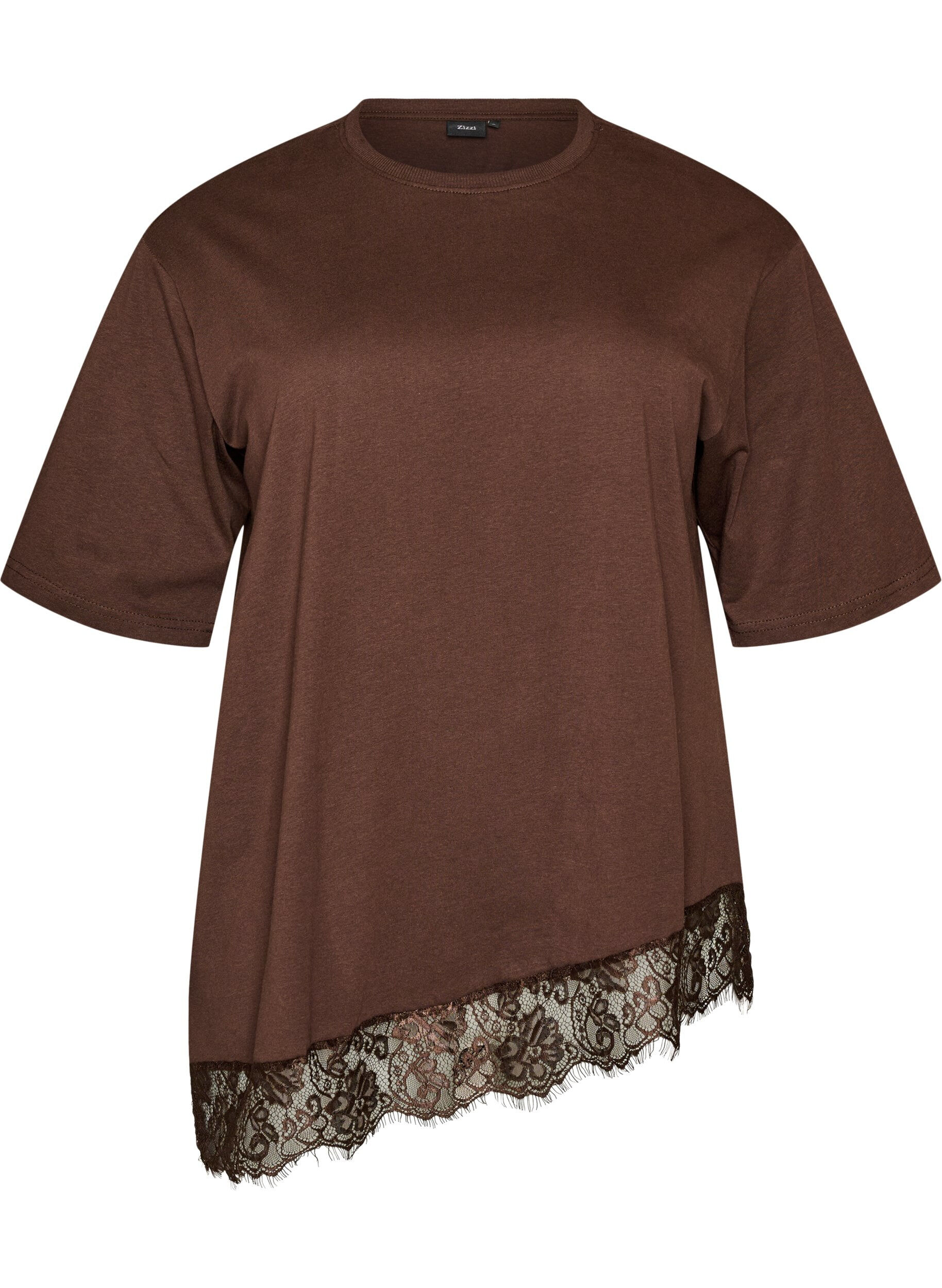 T-shirt med asymmetrisk spetskant