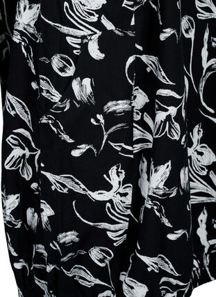 Kortärmad bomullsklänning med blommigt tryck, Black W. AOP White, Packshot image number 3