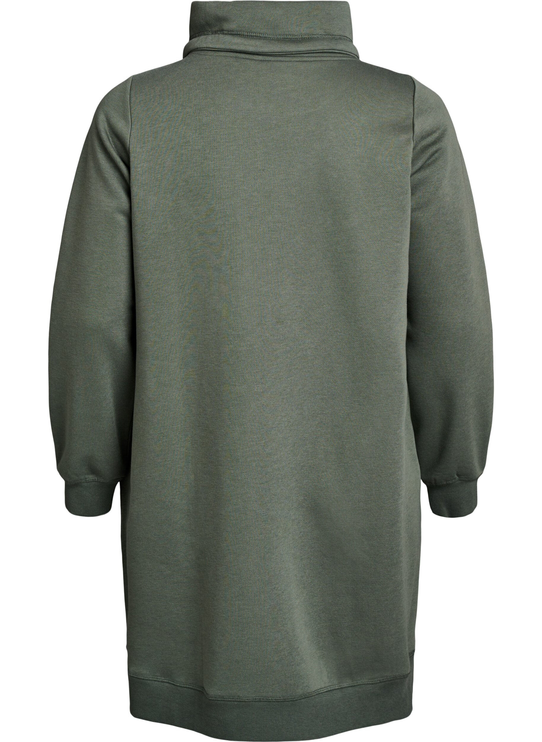 ZizziKort sweatshirtkl&auml;nning med h&ouml;g krage och fickor, Gr&ouml;n, Packshot image number 1