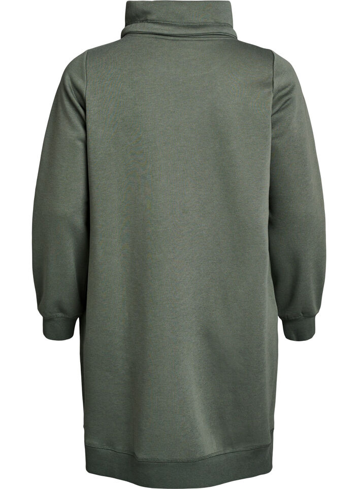 Kort sweatshirtkl&auml;nning med h&ouml;g krage och fickor, Gr&ouml;n, Packshot image number 1