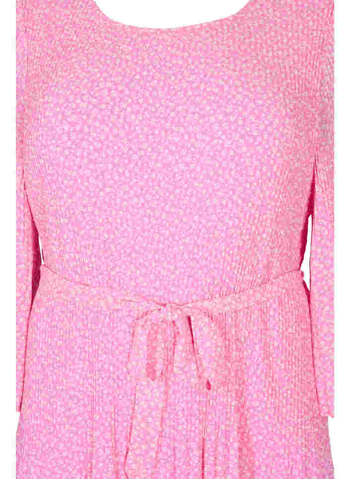 Plisserad klänning med knytband, Pink Ditzy Flower, Packshot image number 2
