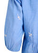 Blus i bomull med broderade blommor och knappkn&auml;ppning, Bl&aring;, Packshot image number 3