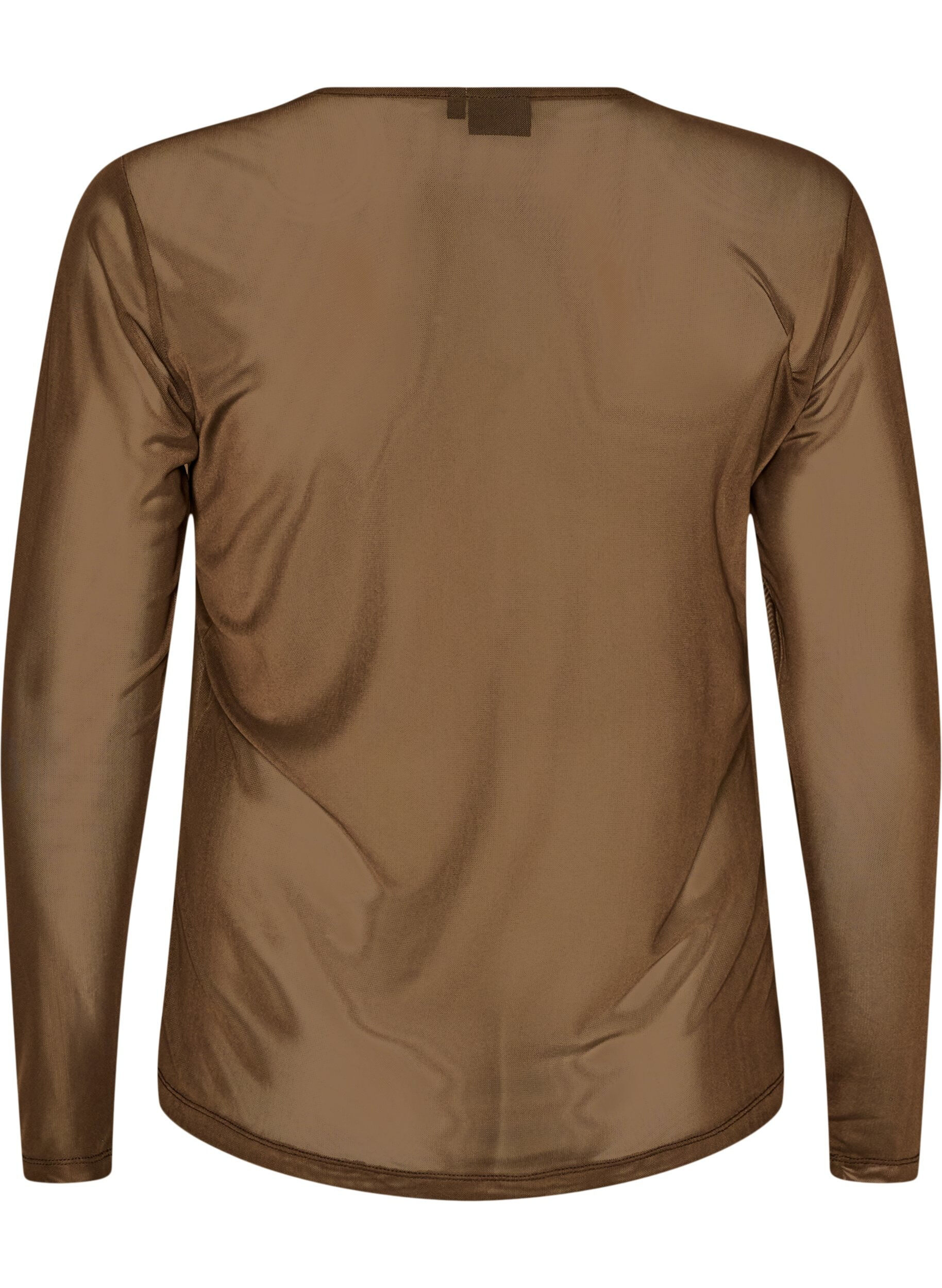 ZizziMeshblus med l&aring;nga &auml;rmar, Brun, Packshot image number 1