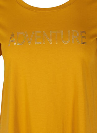 A-linjeformad t-shirt i bomull med tryck, Harvest Gold, Packshot image number 2