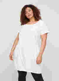 Kortärmad klänning i bomull, White, Model