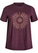 T-shirt i bomull med tryck framtill, Mörk Bordeaux, Packshot image number 0