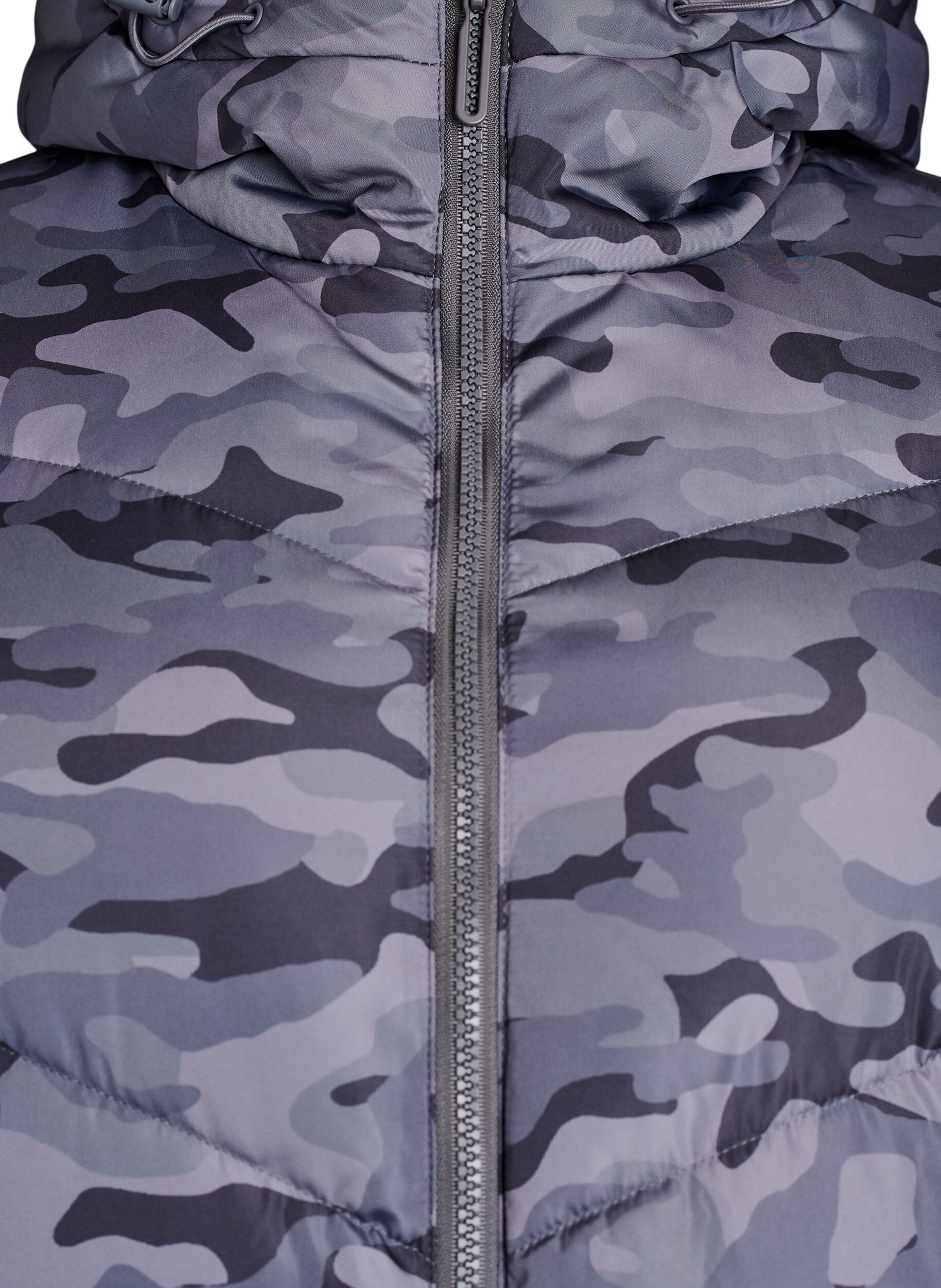 ZizziL&aring;ng kamouflagem&ouml;nstrad pufferjacka, Gr&aring;, Packshot image number 2