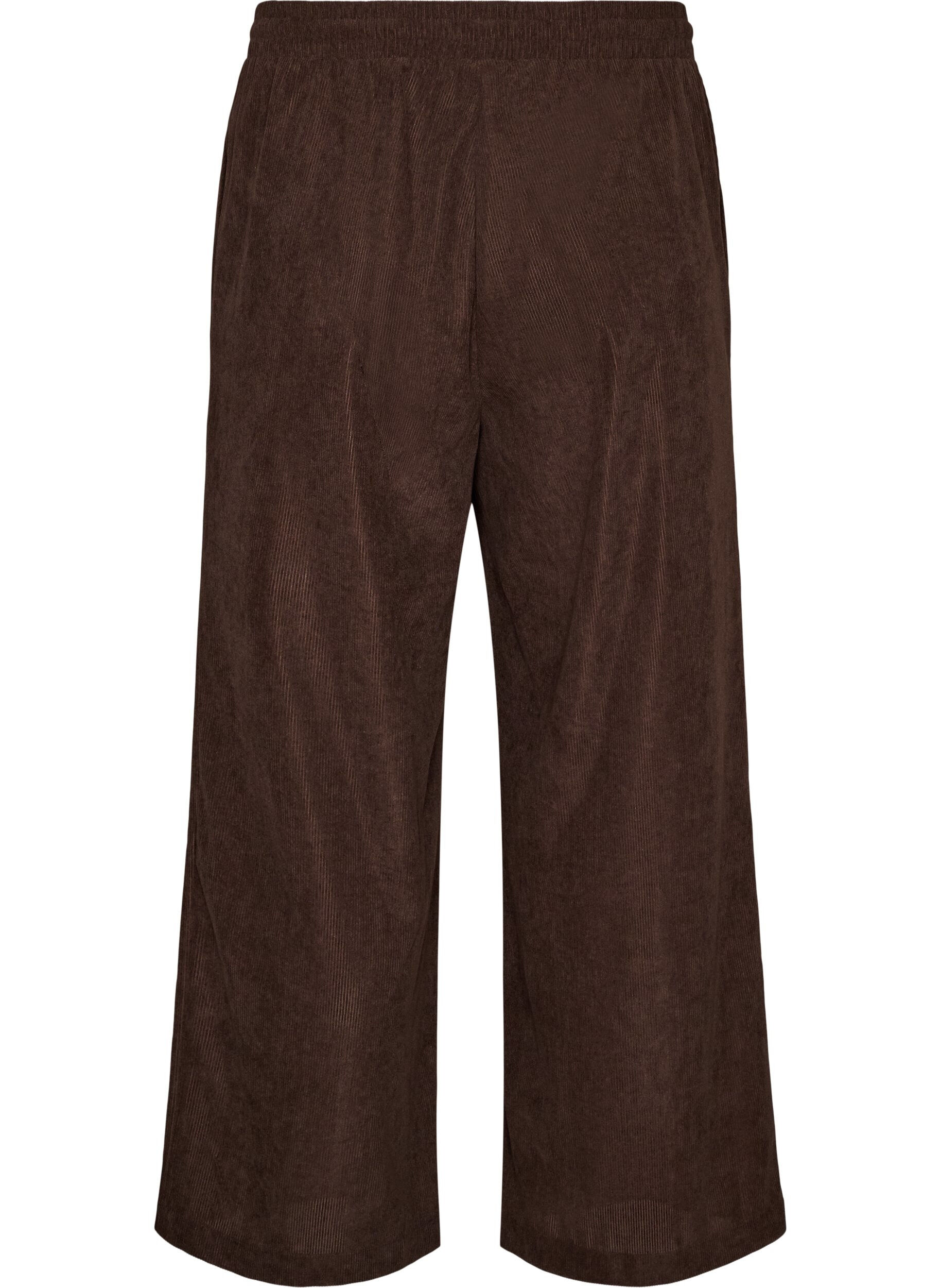 ZizziManchesterbyxor med vida ben och h&ouml;g midja, Brun, Packshot image number 1