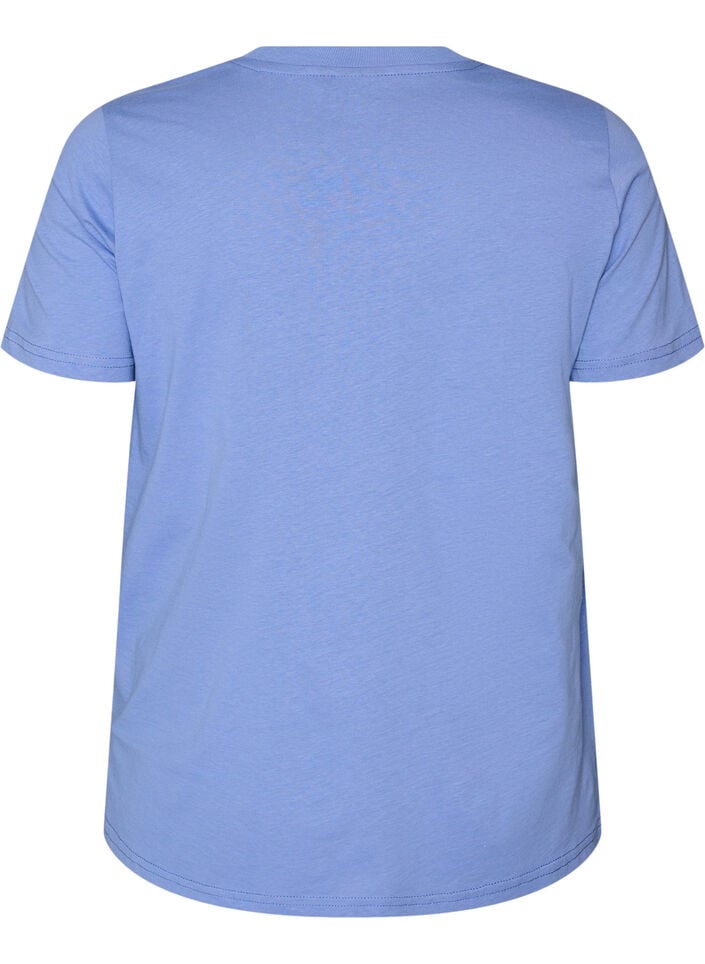 Enkel t-shirt i bomull med rund halsringning, Lila, Packshot image number 1