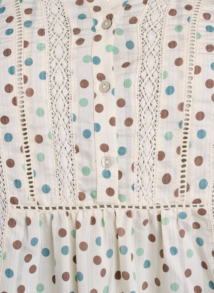 Blus med tryck och halvkorta &auml;rmar, Vit, Packshot image number 2