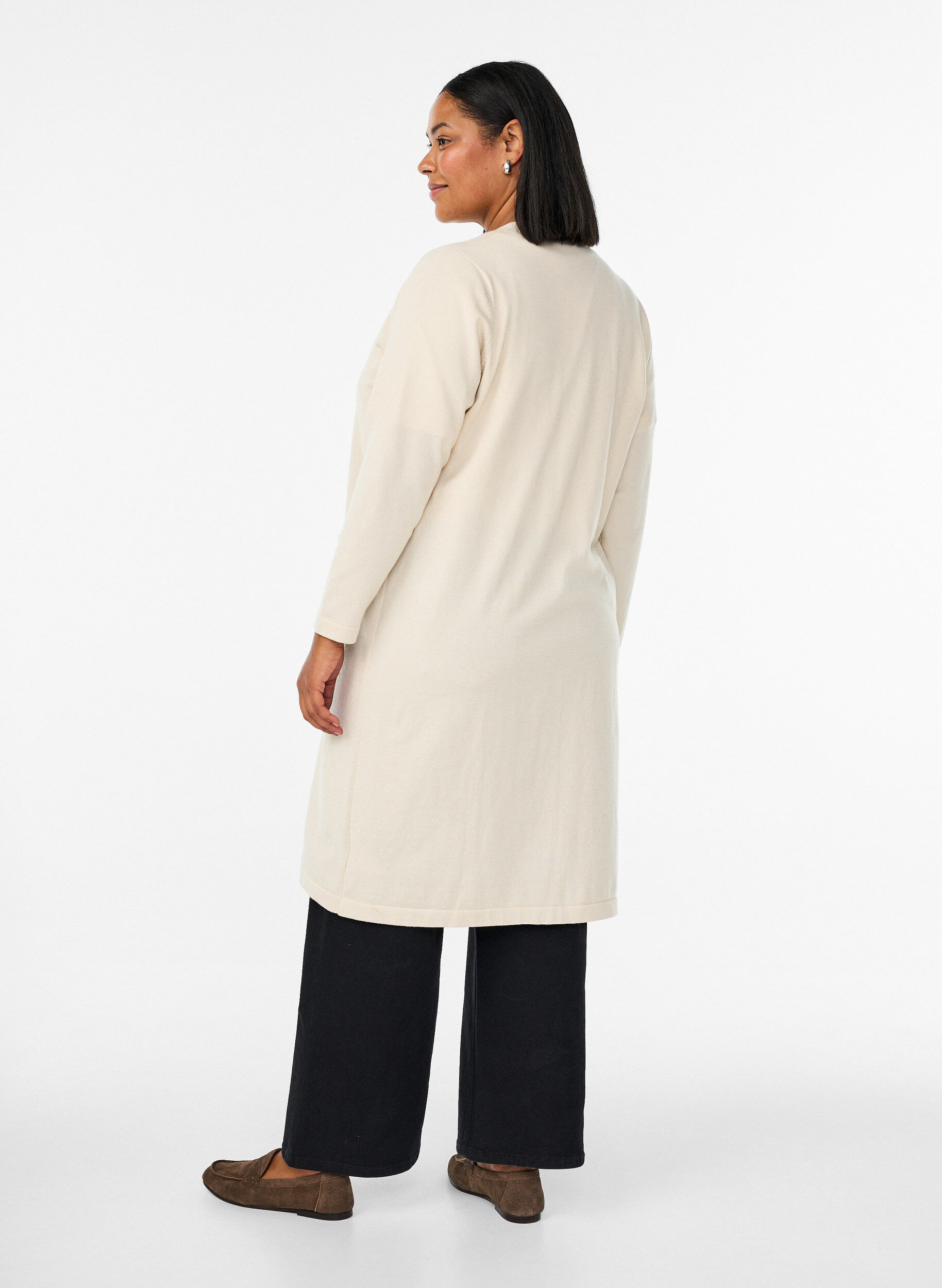 ZizziL&aring;ng, &ouml;ppen kofta med fickor, Beige, Model image number 1