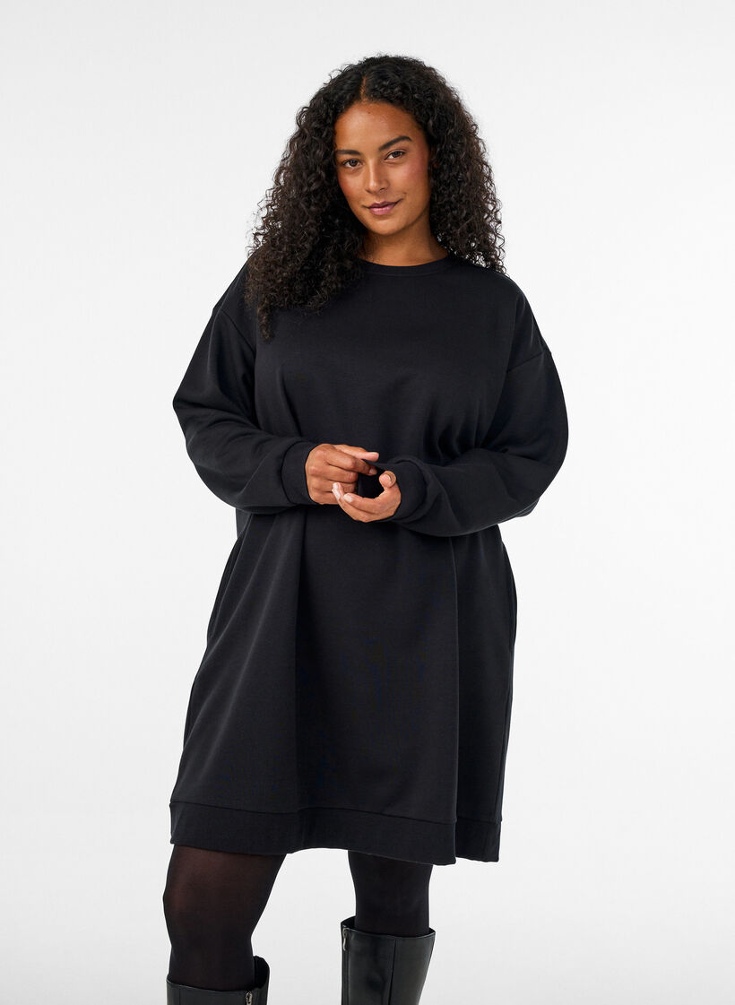 L&ouml;s sweatshirtkl&auml;nning med fickor, Svart, Model image number 0