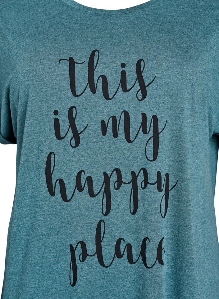 Kort&auml;rmat nattlinne med texttryck, Gr&ouml;n, Packshot image number 2