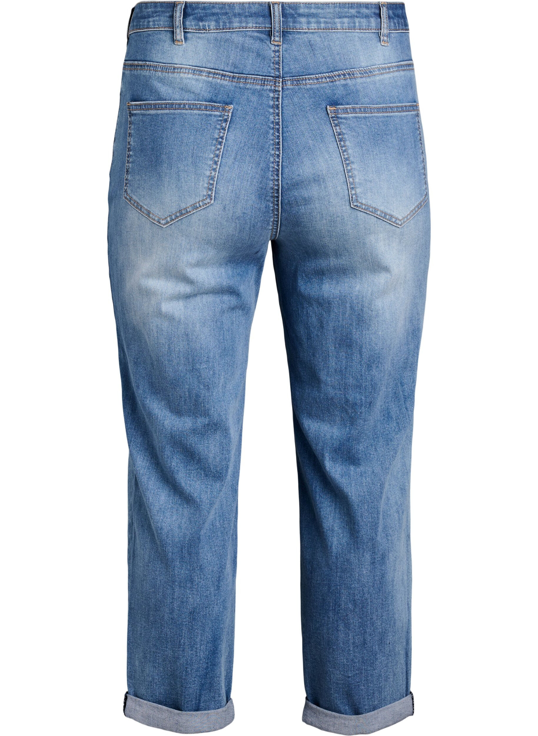 Zizzi7/8-jeans med uppvik och h&ouml;g midja, Bl&aring;, Packshot image number 1