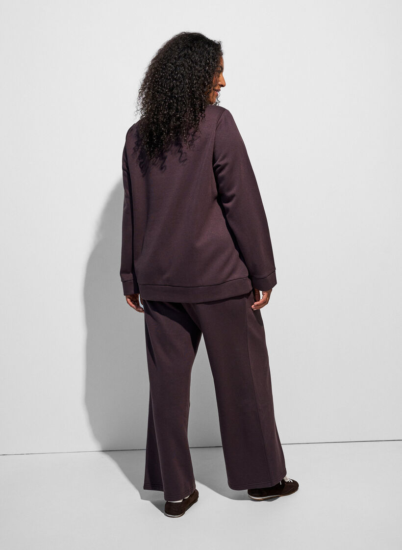 Sweatshirt med h&ouml;g krage och dragkedja, Brun, Model image number 2