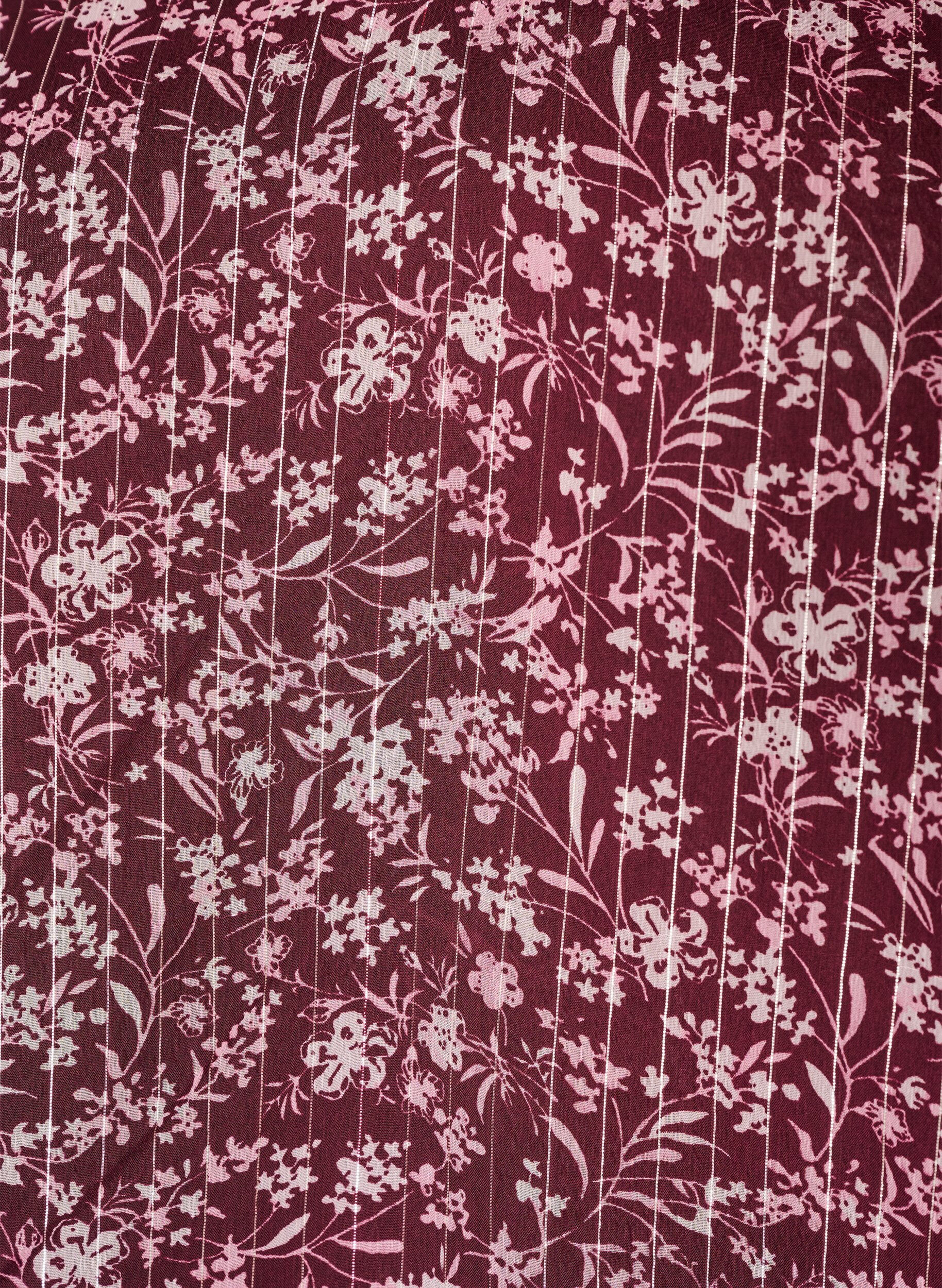 ZizziBlus med blomm&ouml;nster och glittertr&aring;d, R&ouml;d, Packshot image number 2