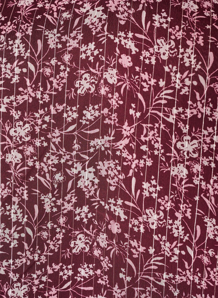 Blus med blomm&ouml;nster och glittertr&aring;d, R&ouml;d, Packshot image number 2
