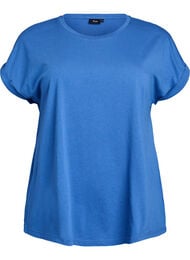 Kort&auml;rmad t-shirt i bomullsblandning, Bl&aring;