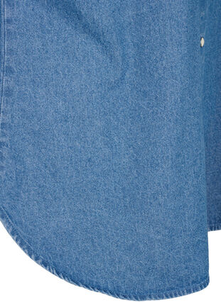 Blommig denimskjorta med bröstficka, Light Blue Denim, Packshot image number 3