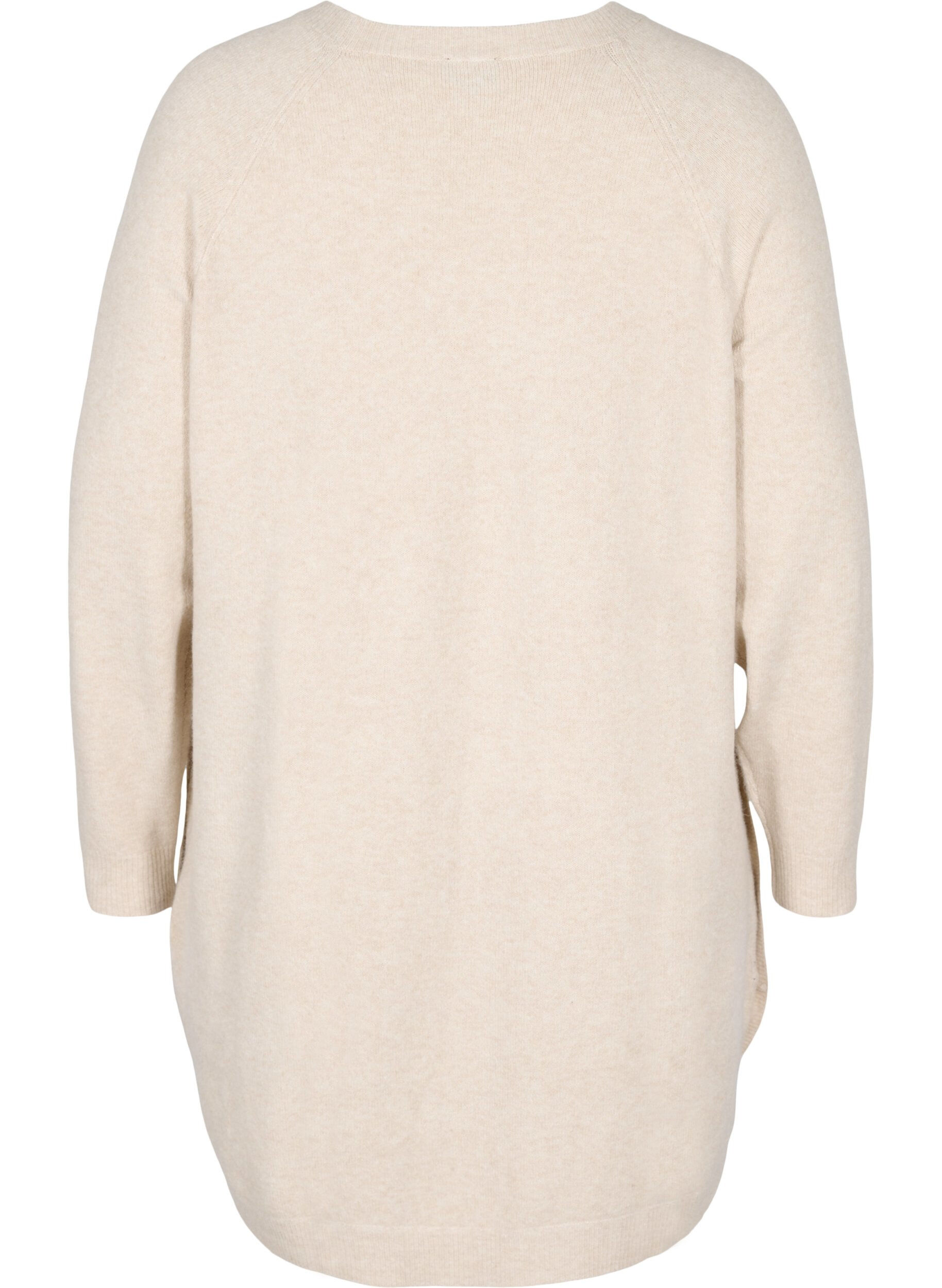 Zizzi Stickad, melerad kl&auml;nning med knappar, Pumice Stone Mel., Packshot image number 1