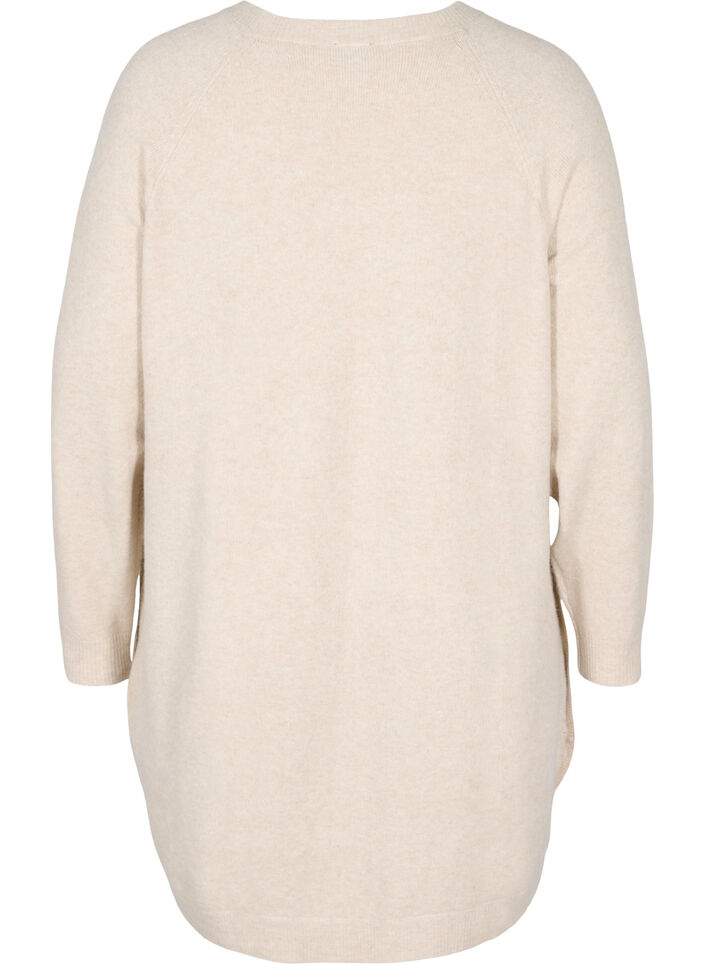 Stickad, melerad klänning med knappar, Pumice Stone Mel., Packshot image number 1