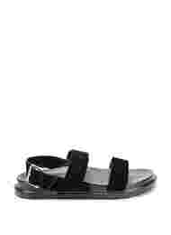 Sandal med bred passform i mocka, Black