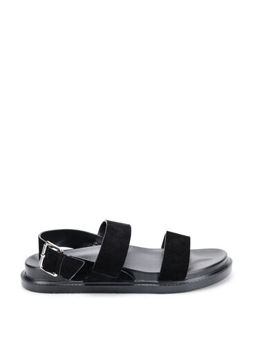 Sandal med bred passform i mocka, Black, Packshot image number 0