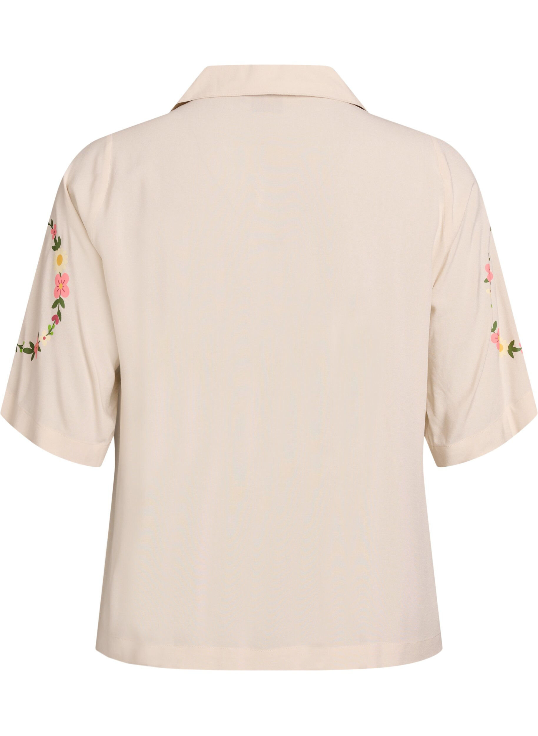 Zizzi Pyjamastopp i viskos med knytning och blommigt m&ouml;nster, Beige, Packshot image number 1