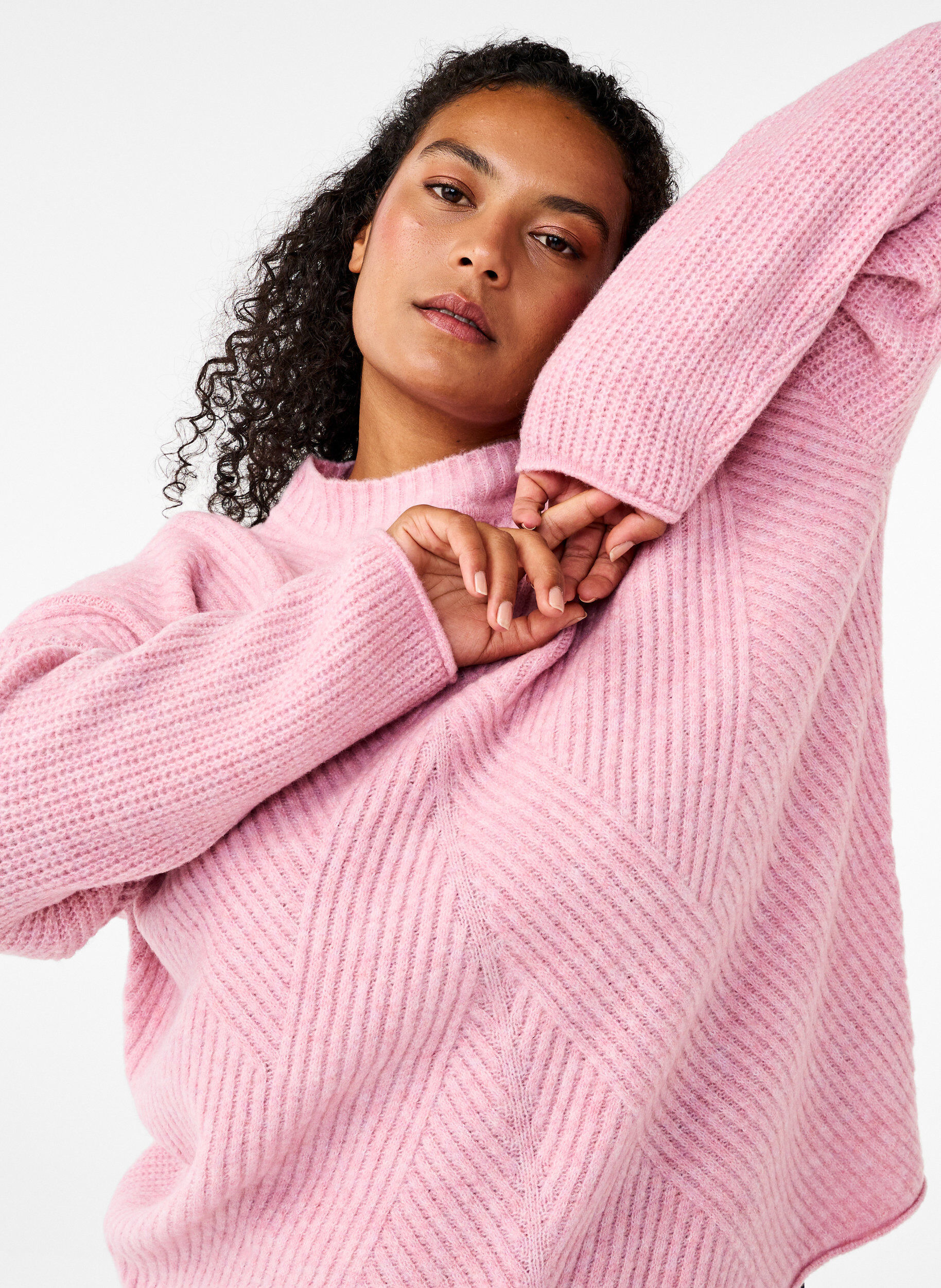 Zizzi Randig tr&ouml;ja med l&aring;nga &auml;rmar, Corsage Mel., Image image number 0