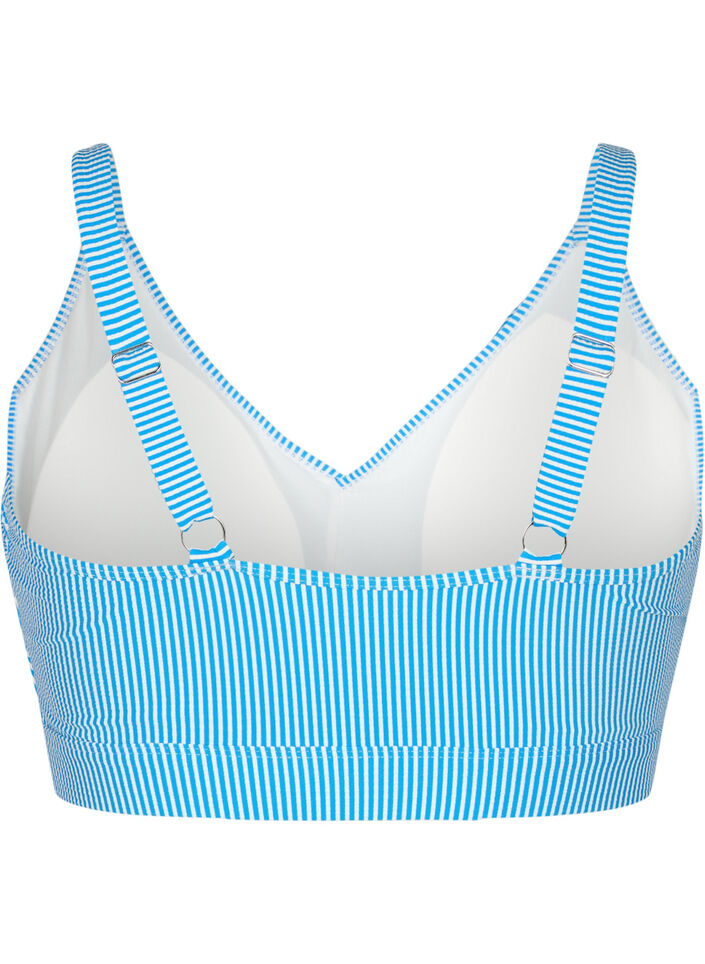 Randig bikiniöverdel med volang, BlueWhite Stripe AOP, Packshot image number 1